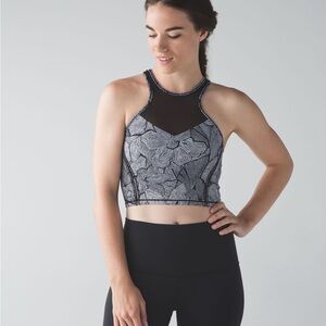 LULULEMON ATHLETICA BLACK AND GRAY PATTERNED SPORTS BRA – SIZE 10